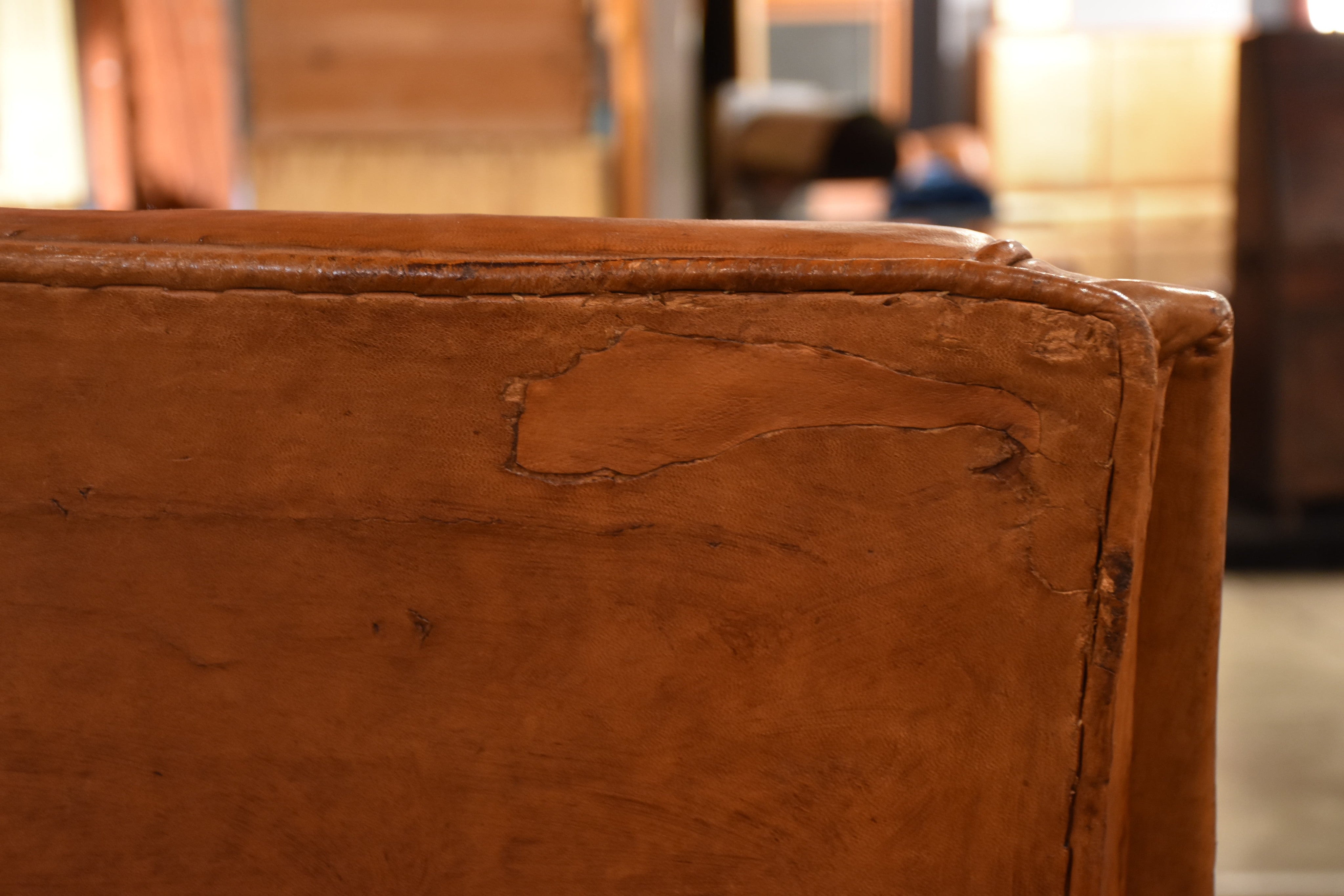 Pair of petite 1960’s leather French armchairs