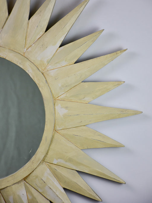 Mid century French sunburst mirror with painted frame 30¾"