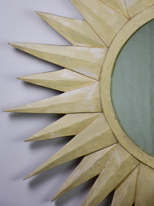 Mid century French sunburst mirror with painted frame 30¾"