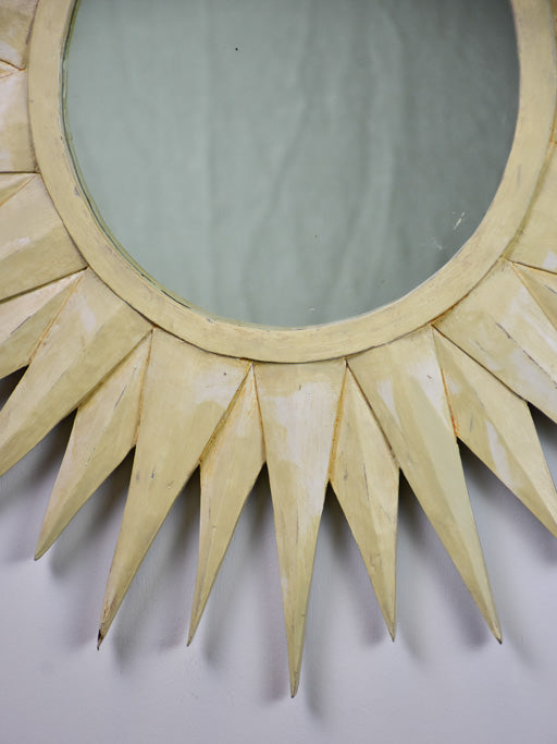 Mid century French sunburst mirror with painted frame 30¾"