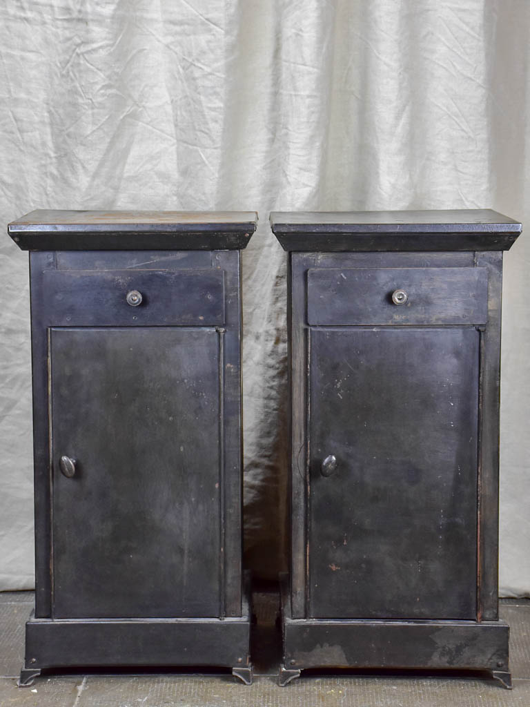 Pair of antique industrial nightstands