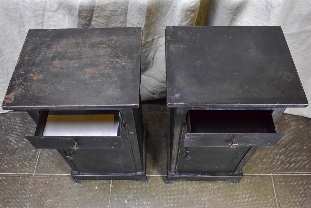 Pair of antique industrial nightstands