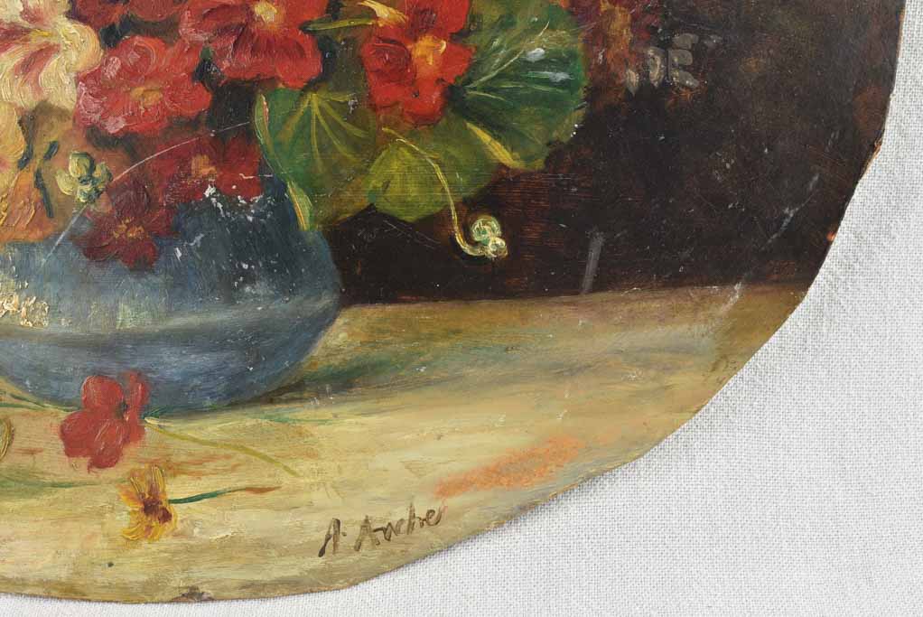 Vintage oval still life - summer bouquet - Signed ‘A.Arche’ - 15¾" x 19¾"