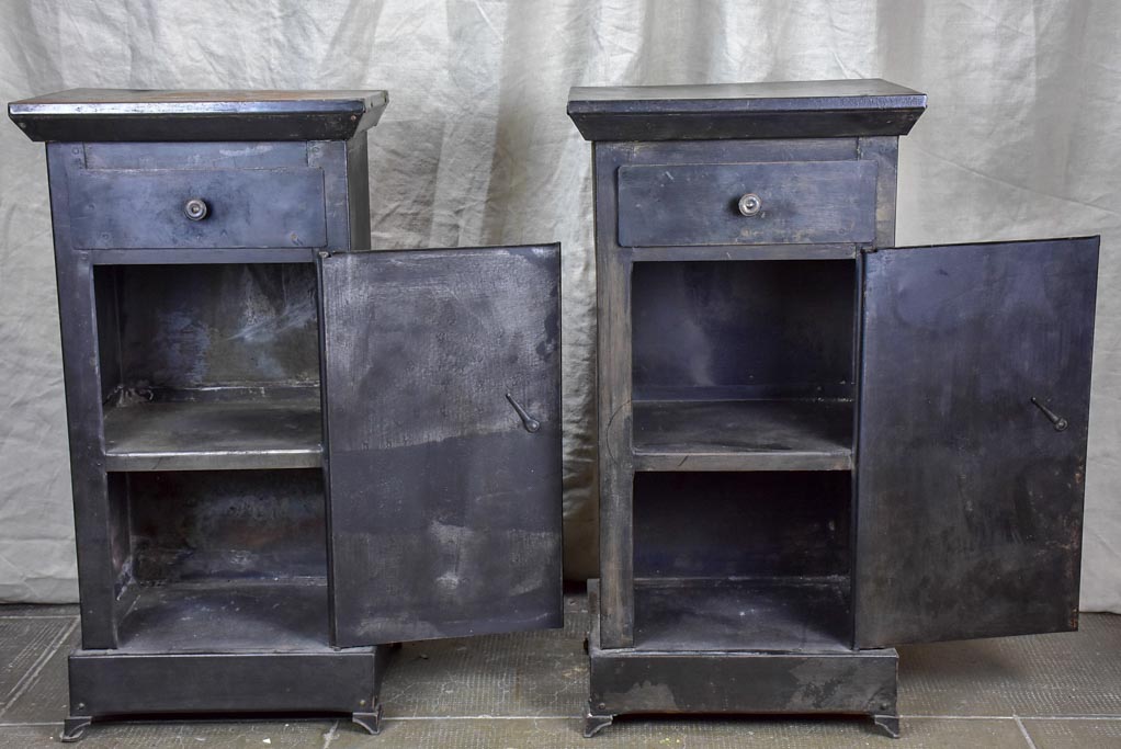 Pair of antique industrial nightstands