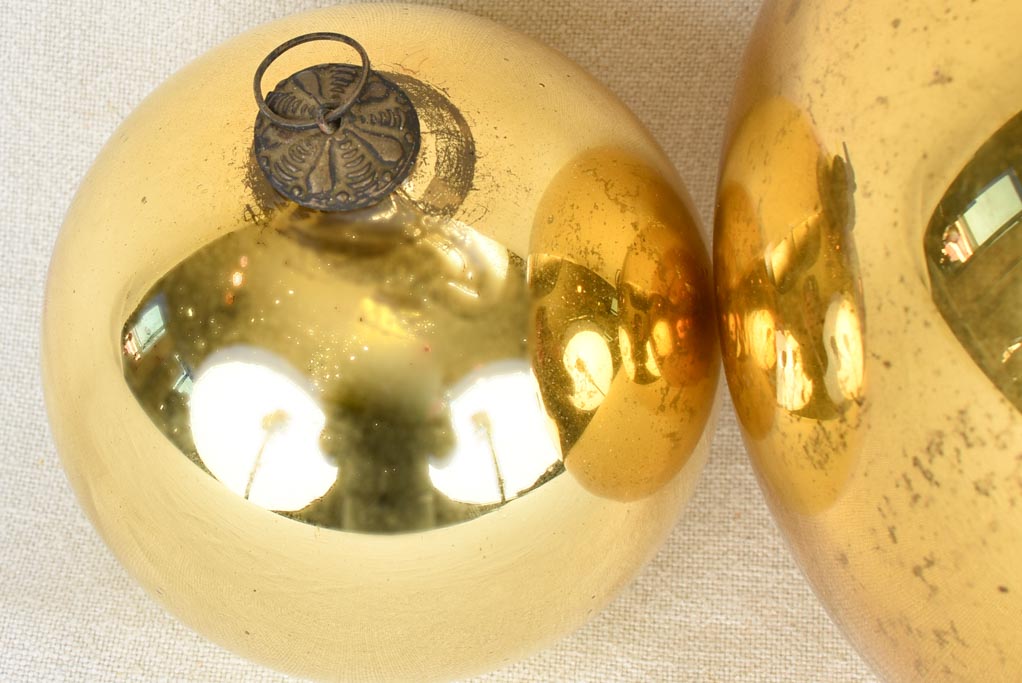 Two antique mercury glass baubles 7½" and 4¾"