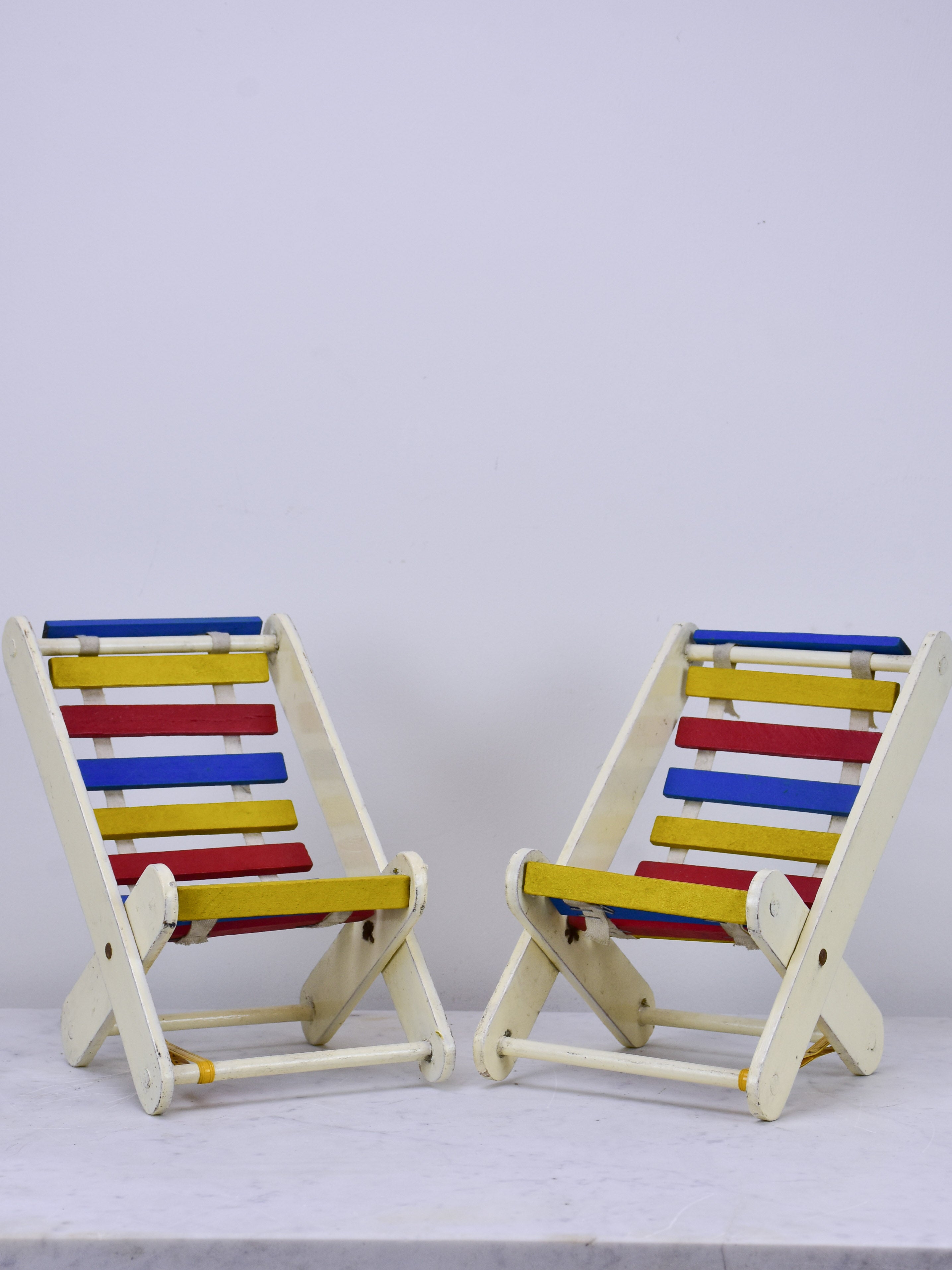 Miniature French vintage deck chairs