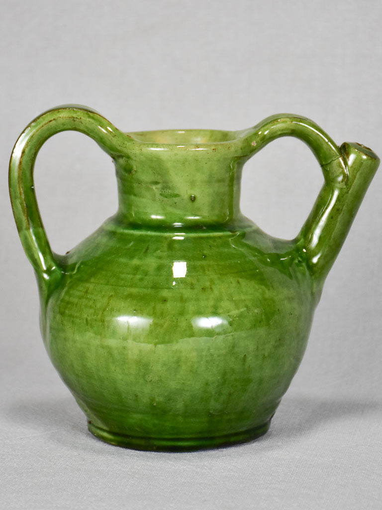 Small water pitcher with green glaze from the 1950s 5½"