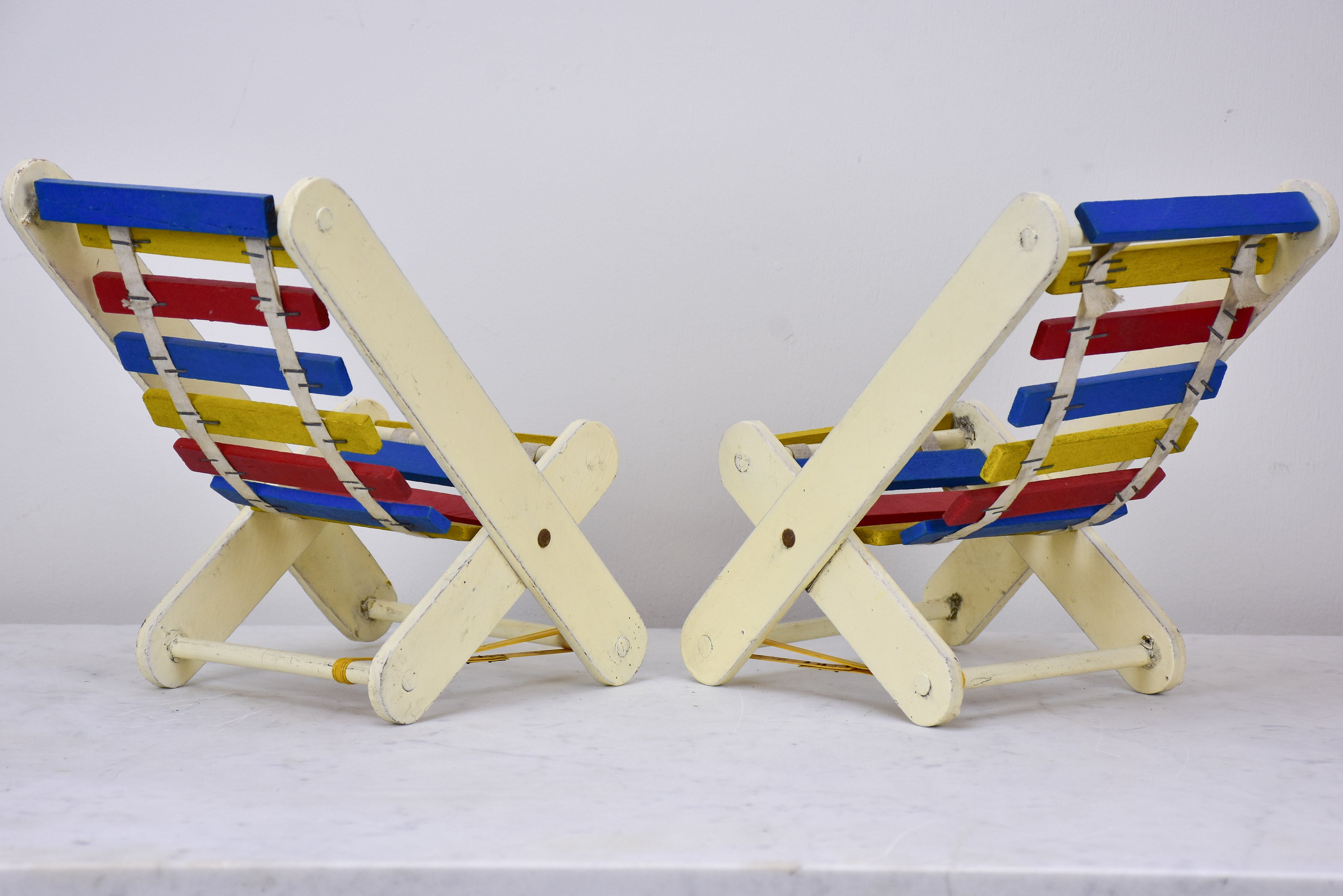 Miniature French vintage deck chairs