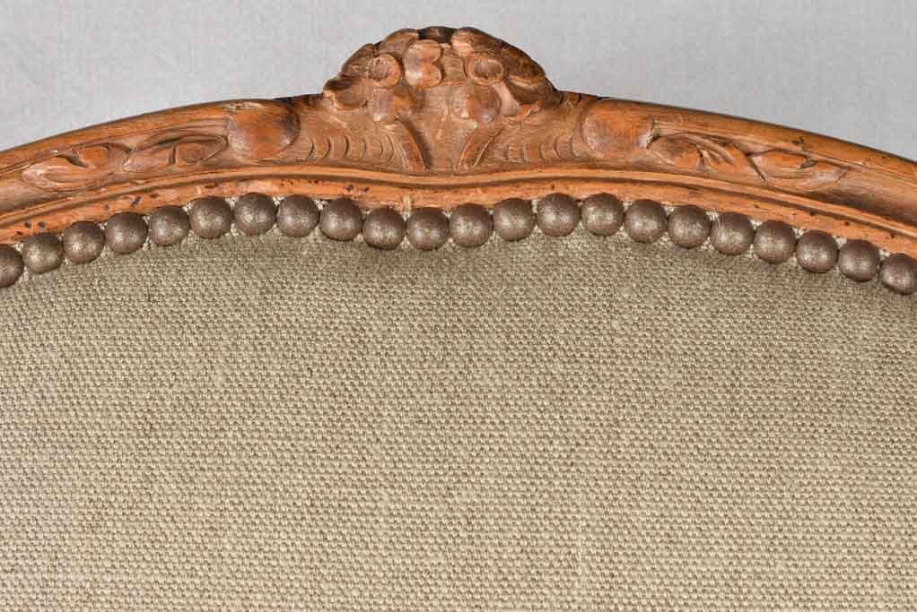 Large pair of 19th century Bergere armchairs with new linen uphostery