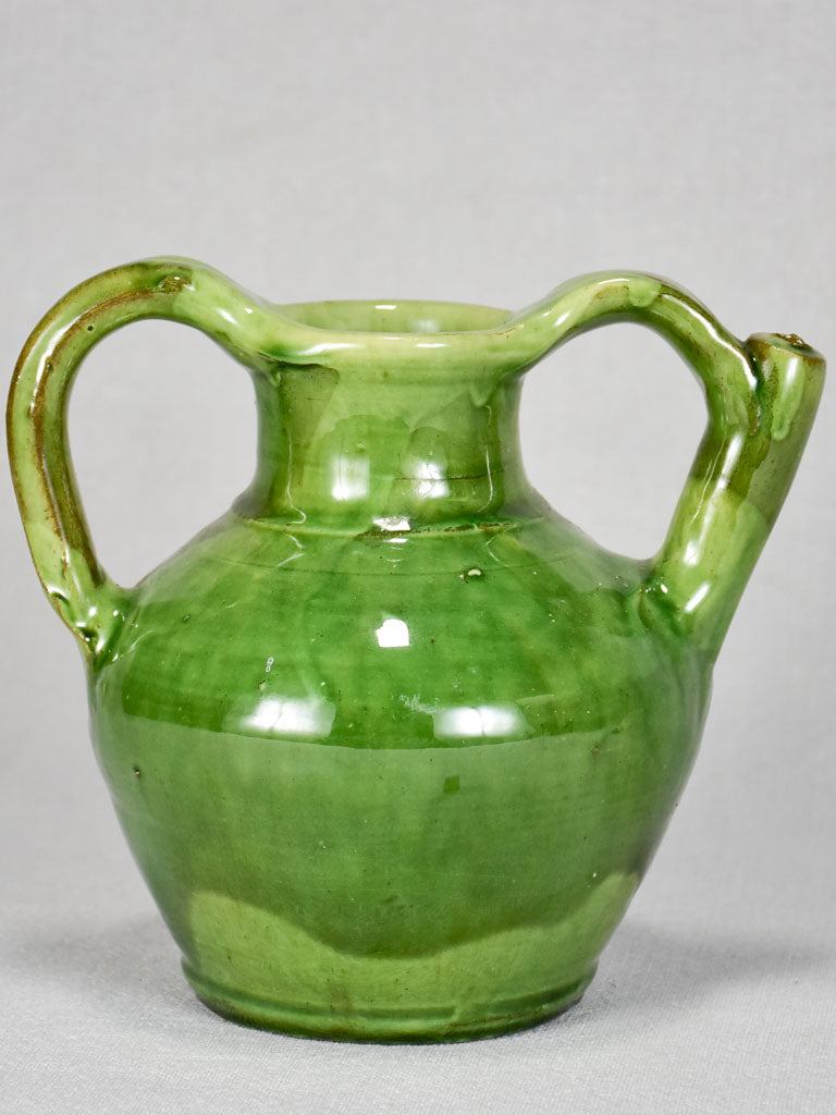 Petite water pitcher with green glaze from the 1950s 7"