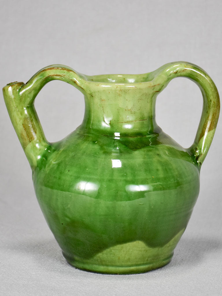 Petite water pitcher with green glaze from the 1950s 7"