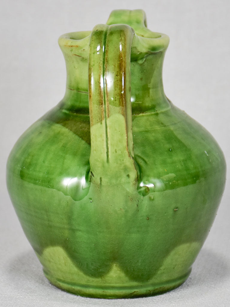 Petite water pitcher with green glaze from the 1950s 7"