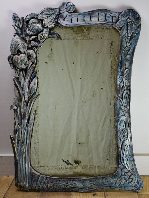 Art Nouveau carved wood mirror late 19th or early 20th century 30" x 22"