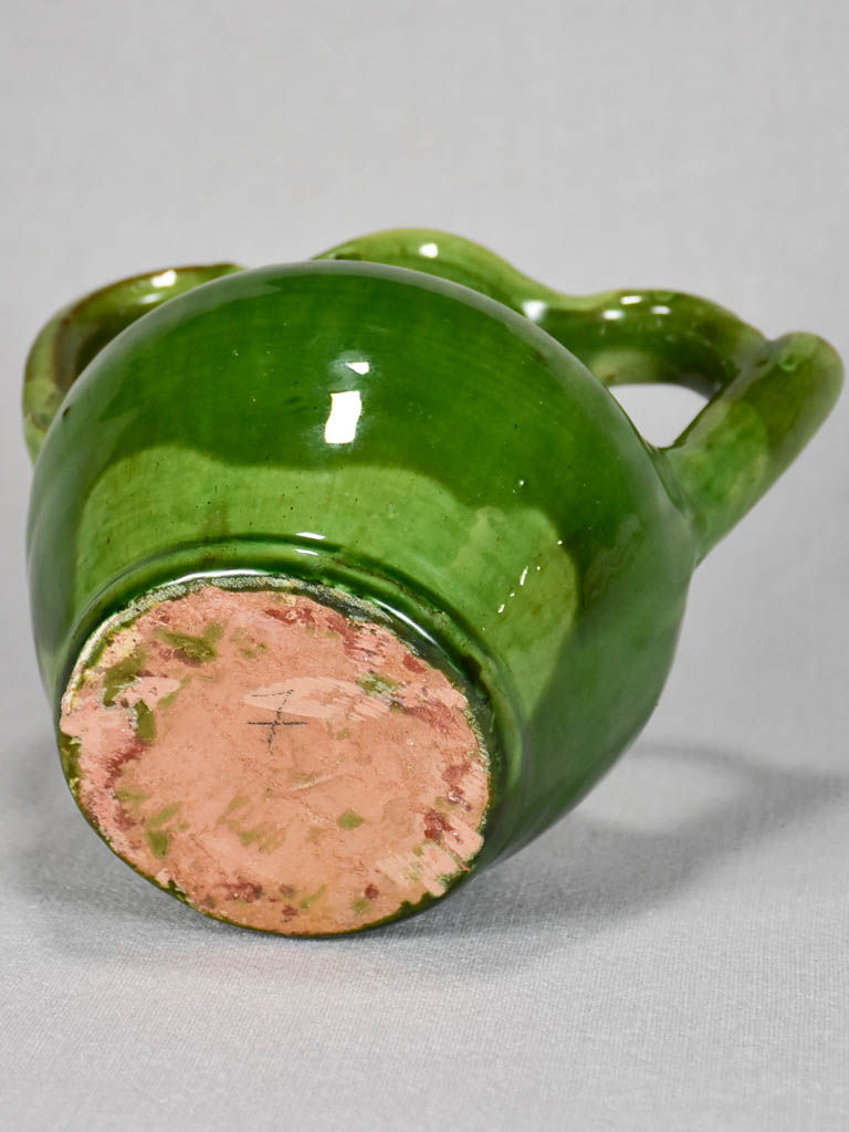 Petite water pitcher with green glaze from the 1950s 7"