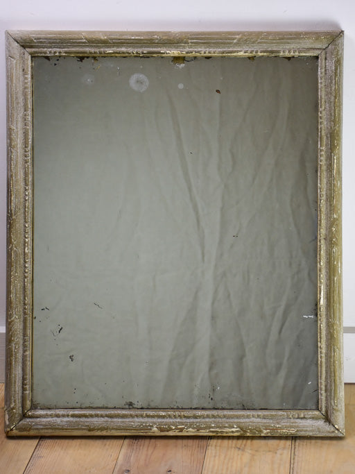 Pretty rectangular antique mirror with gray painted frame 22½" x 26¾"