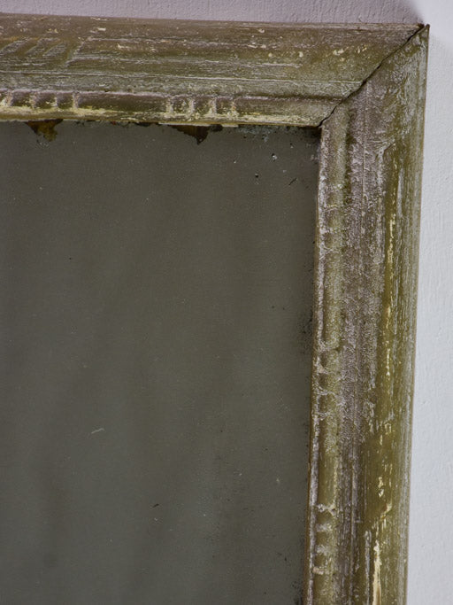 Pretty rectangular antique mirror with gray painted frame 22½" x 26¾"