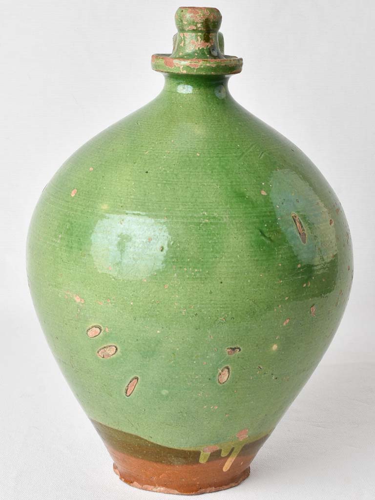 Large green pitcher w/ little spout on top 14½"