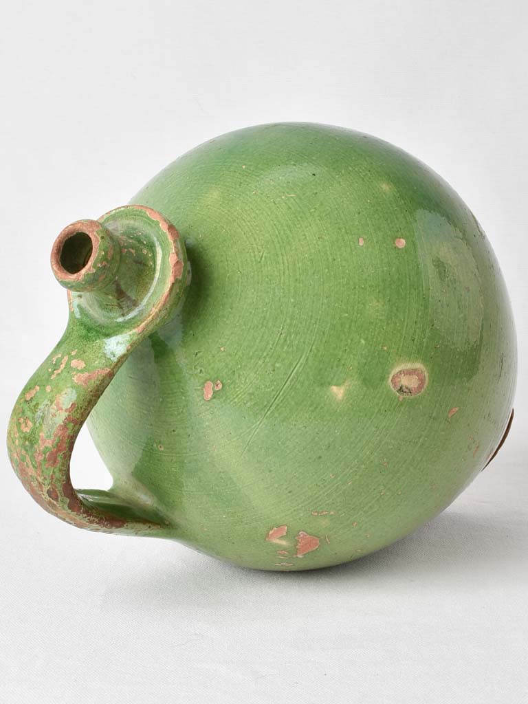 Large green pitcher w/ little spout on top 14½"