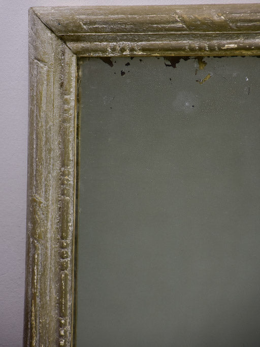 Pretty rectangular antique mirror with gray painted frame 22½" x 26¾"