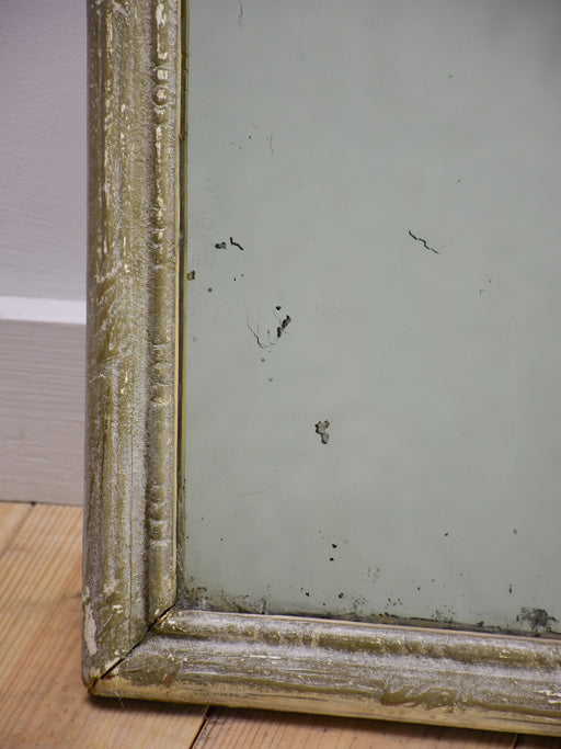 Pretty rectangular antique mirror with gray painted frame 22½" x 26¾"