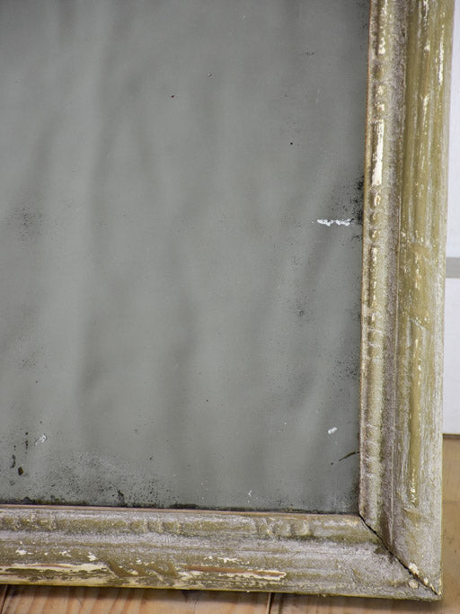 Pretty rectangular antique mirror with gray painted frame 22½" x 26¾"