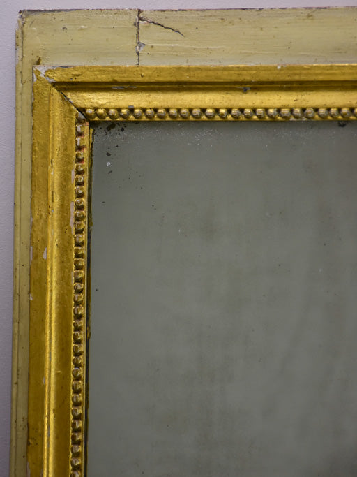 Antique French rectangular mirror with sage and gilt frame 26¾" x 28¾"