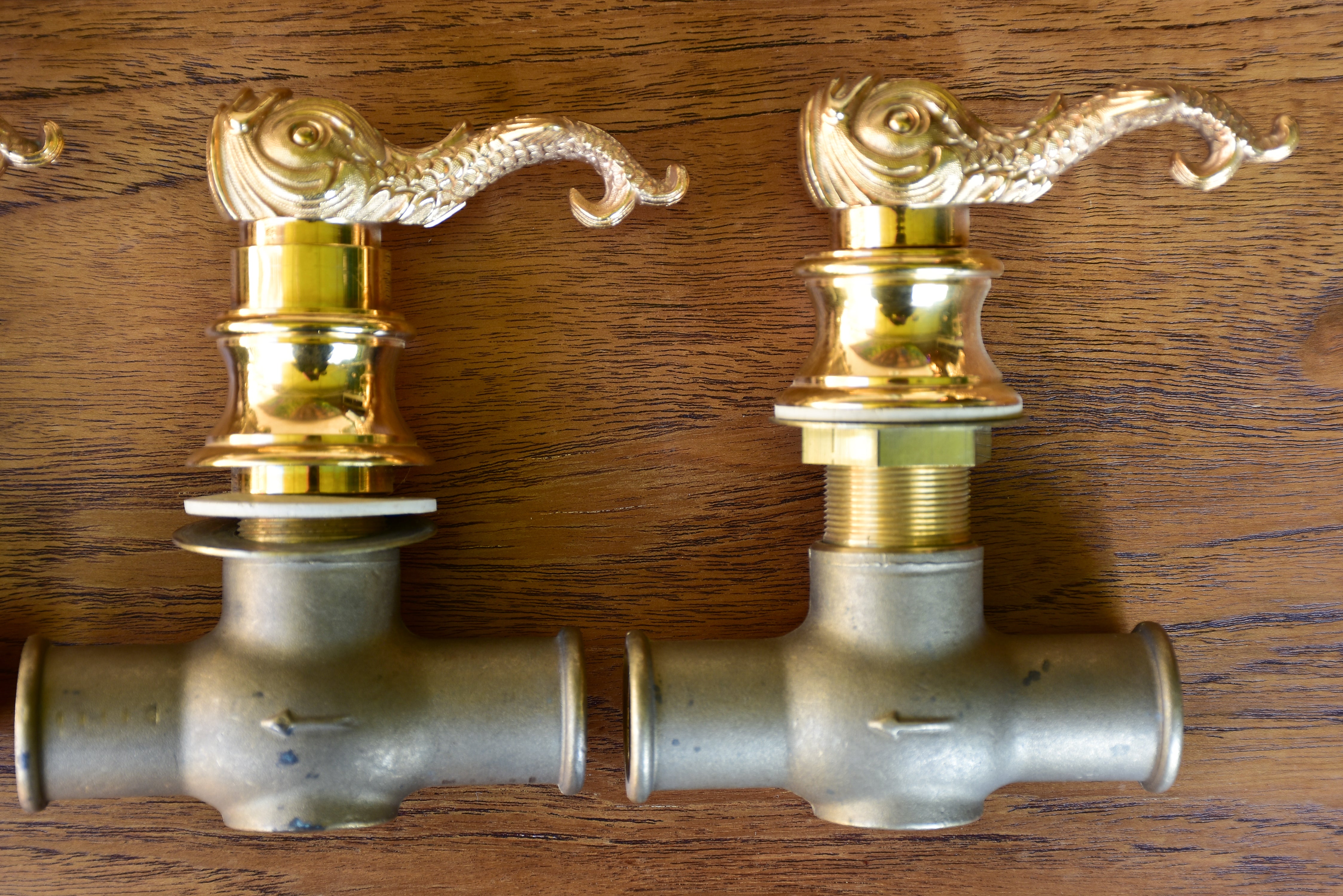 French vintage gilded bronze faucet set for bath