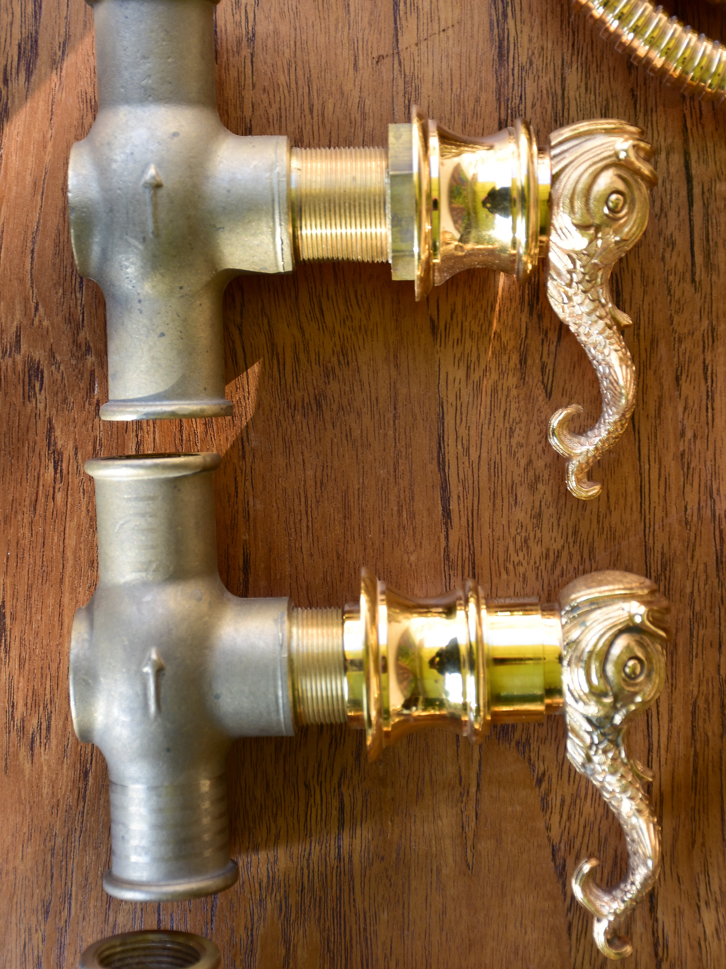 French vintage gilded bronze faucet set for bath