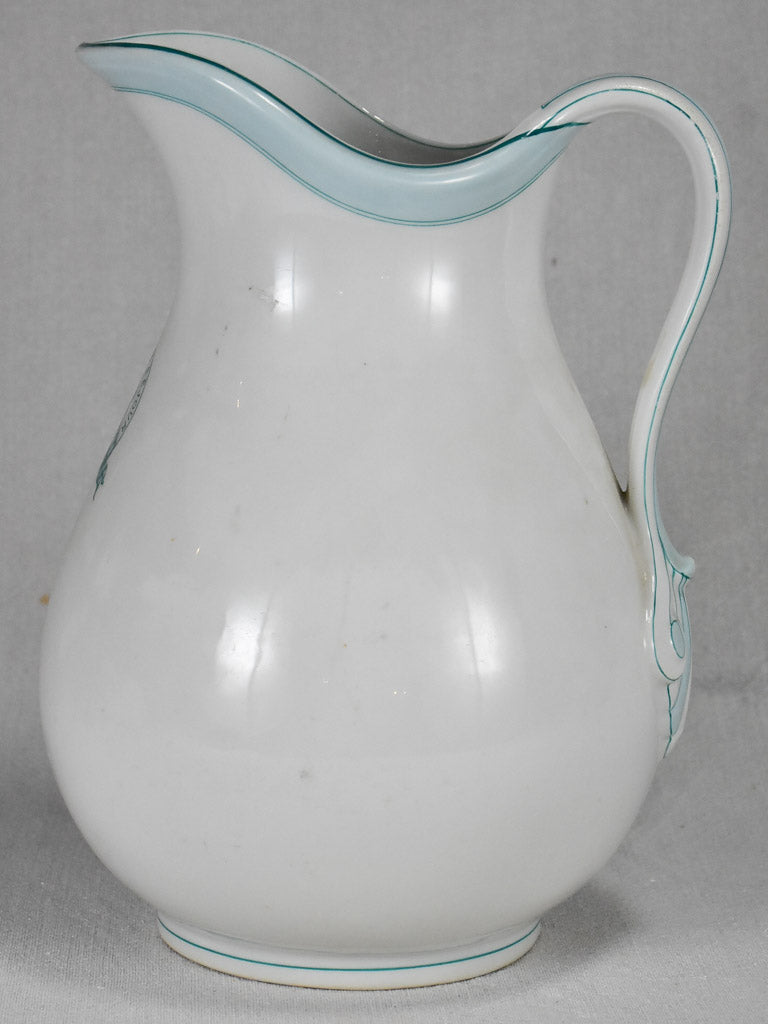 Very large earthenware pitcher labelled "Hotel Beau Sejour" Monaco