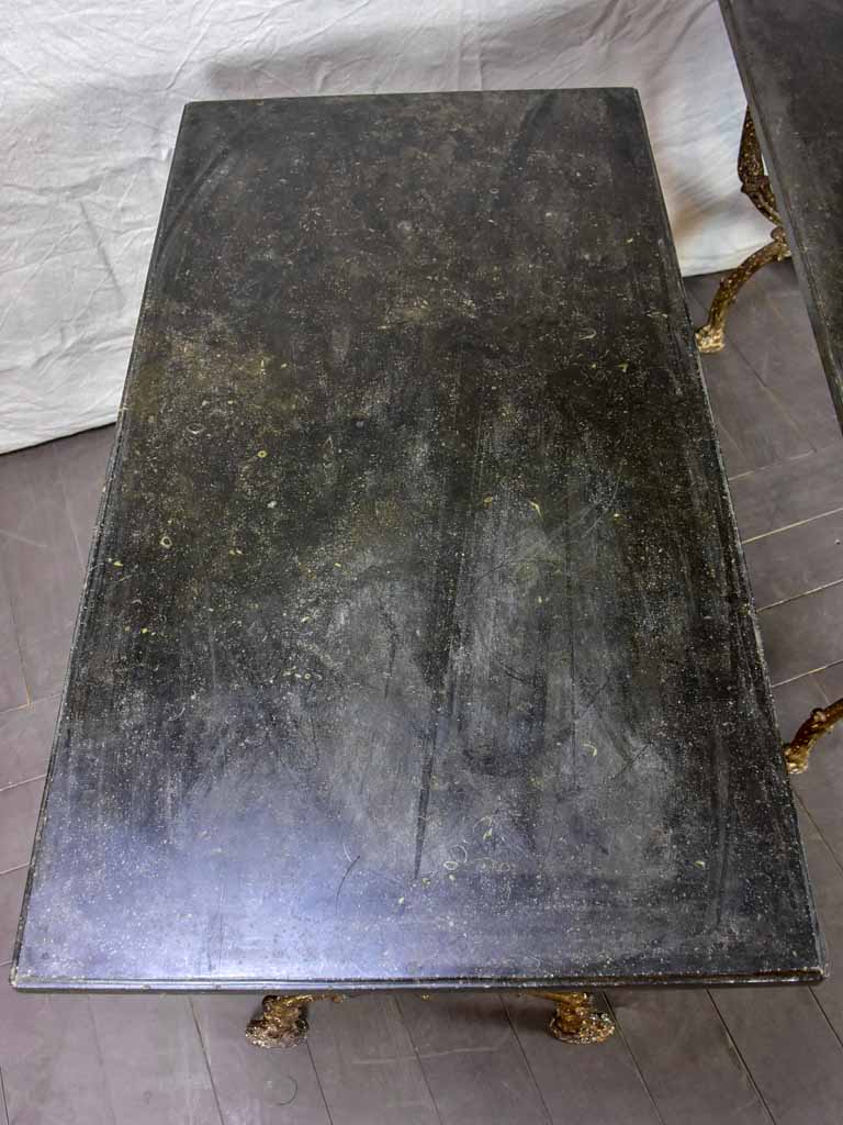 Pair of 19th Century Directoire rectangular tables with black marble 47¼" x 25¼"