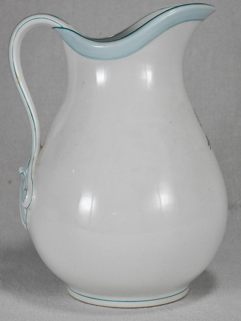 Very large earthenware pitcher labelled "Hotel Beau Sejour" Monaco