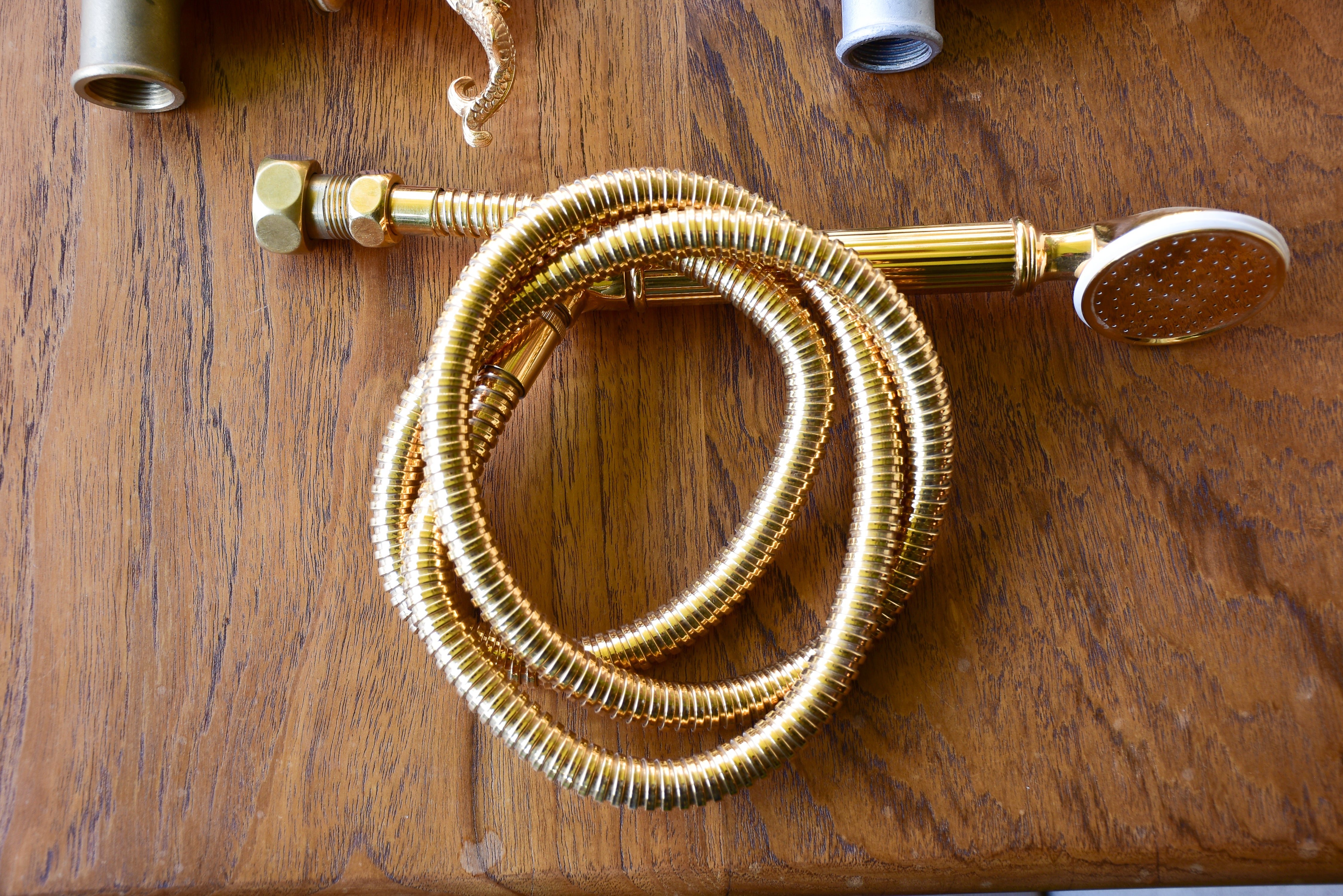 French vintage gilded bronze faucet set for bath