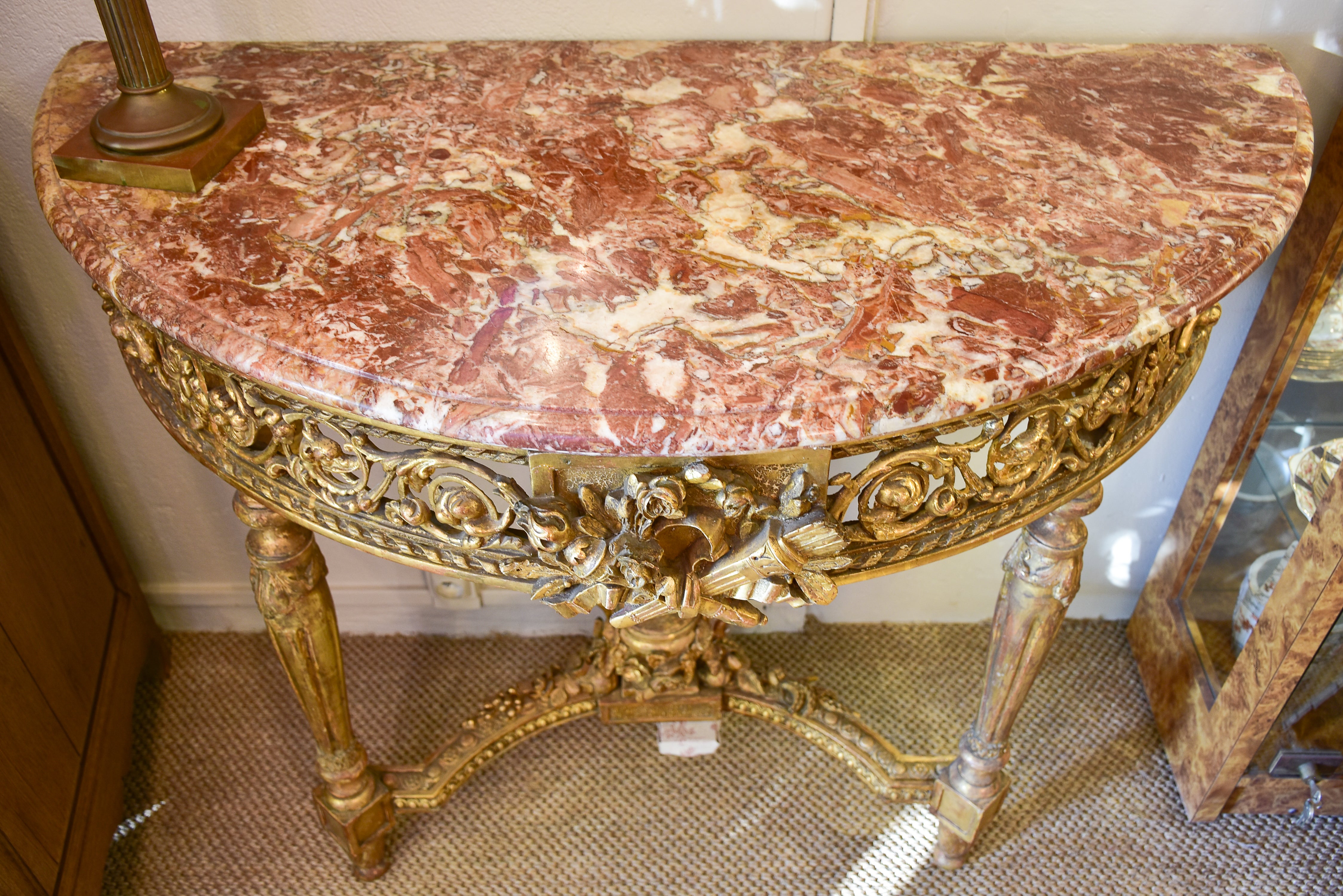 Antique Louis XVI console table with marble top