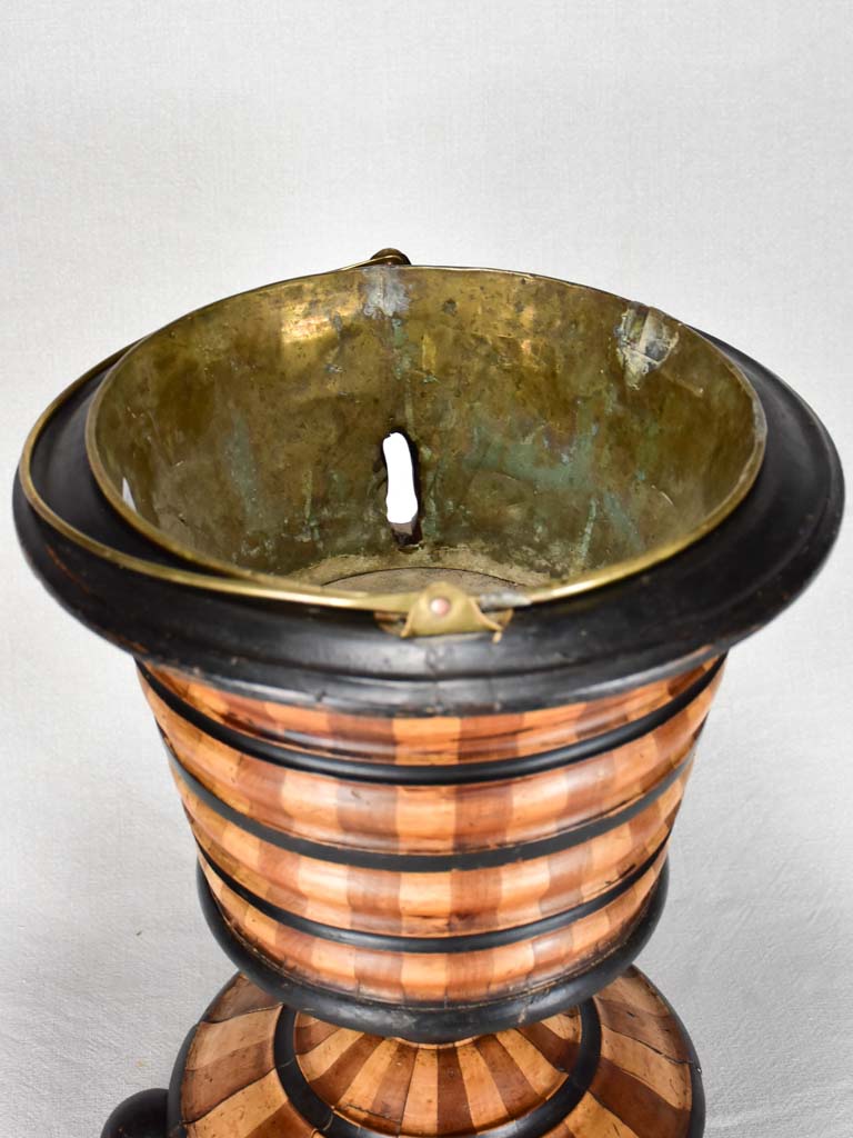 19th-century English waste paper basket with metal liner 17¼"