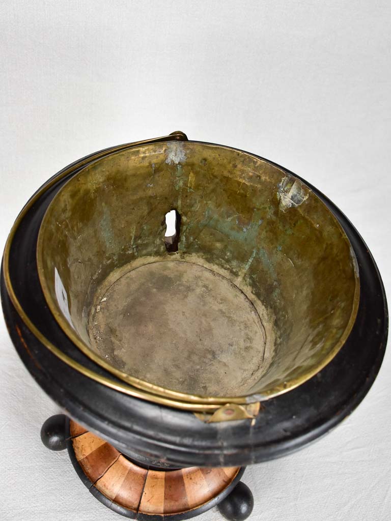 19th-century English waste paper basket with metal liner 17¼"