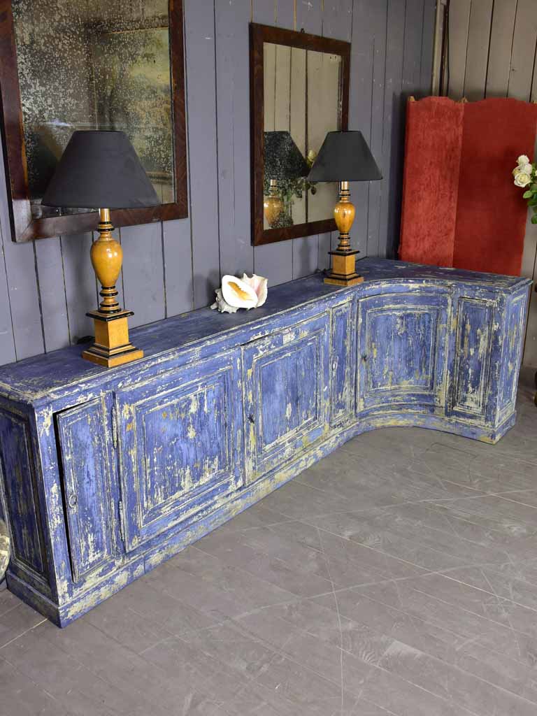 Late 18th Century blue L shaped corner cupboard / counter