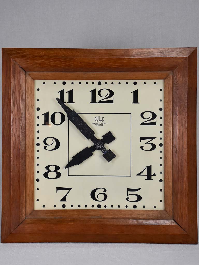 Antique French square clock with wooden frame 15¼"