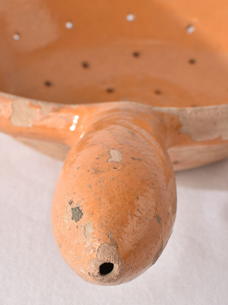 2 antique French terracotta strainers w/handles