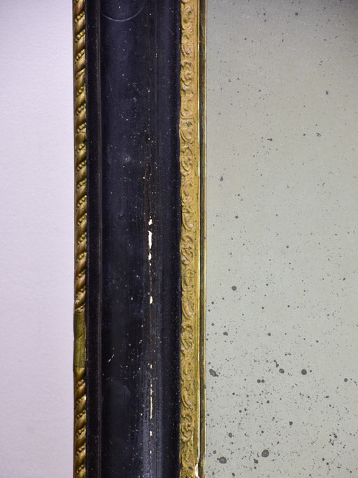 Large antique French mirror with black and gold frame 31" x  39½"