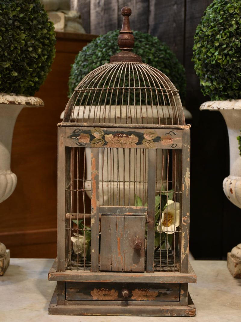 19th century Napoleon III birdcage with flower decoration