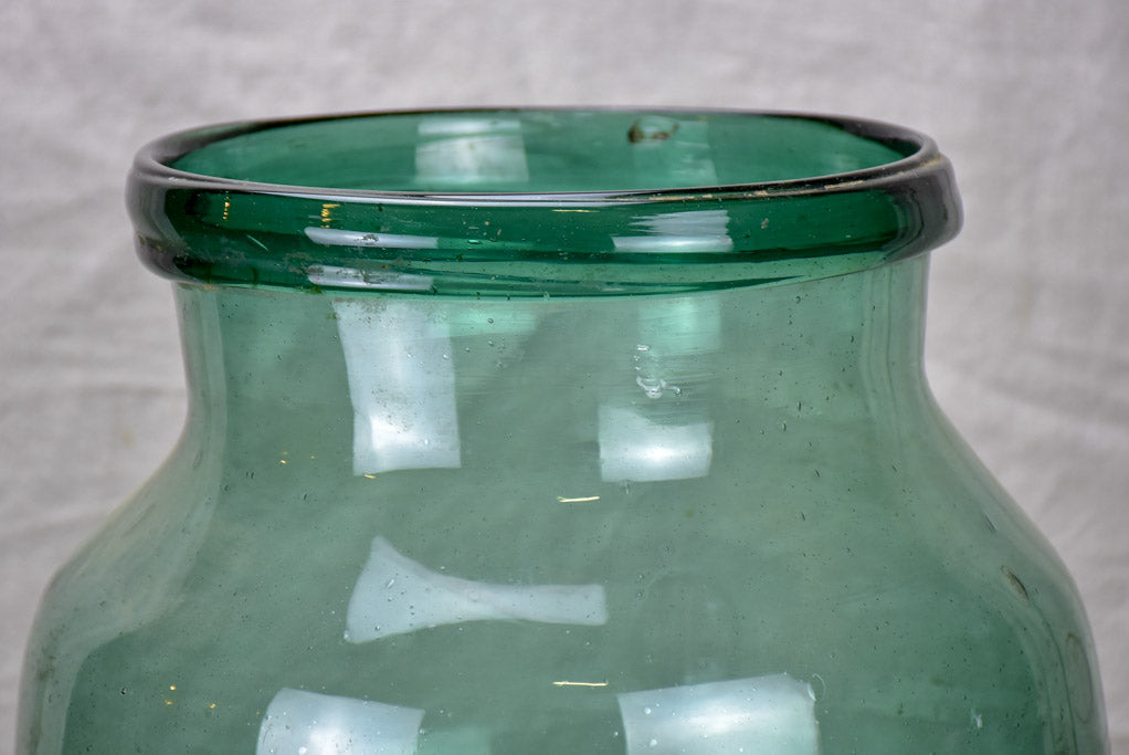 Very large antique French preserving jar - blue / green 19¼"