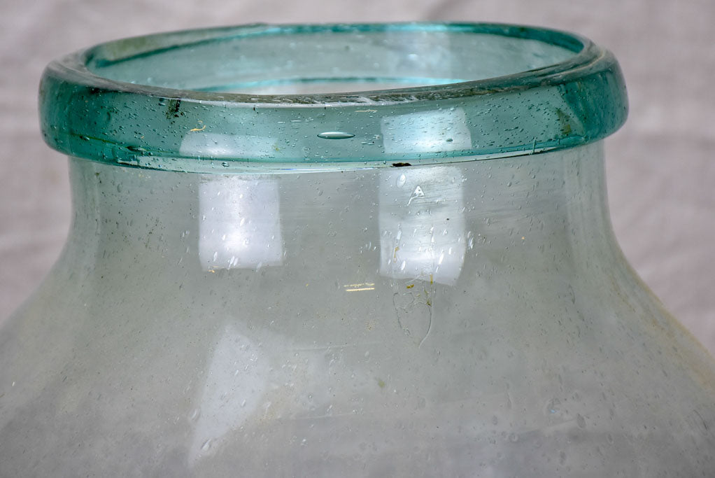 Very large antique French preserving jar - blue / clear 17¾"