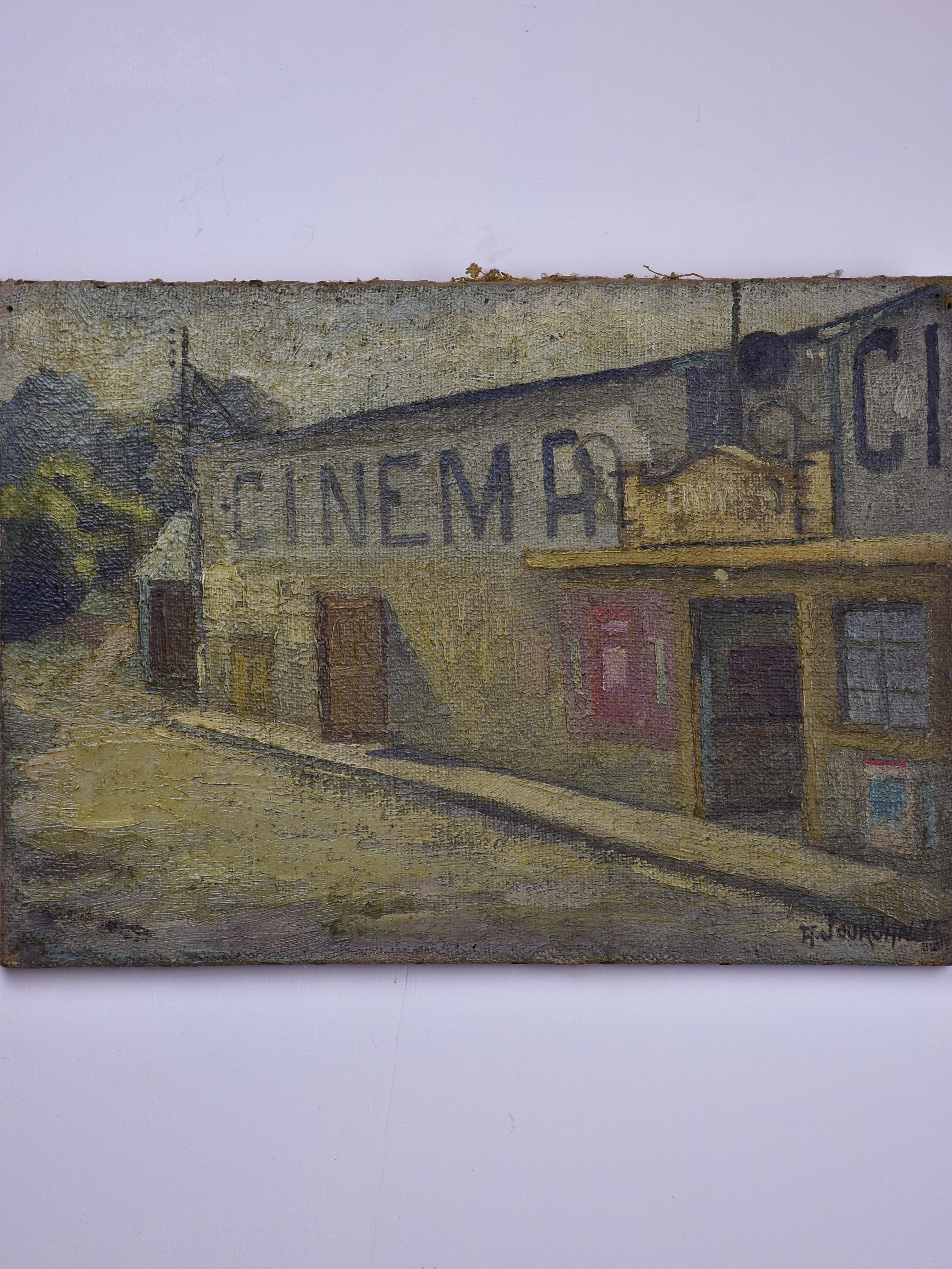 Vintage French painting of a cinema