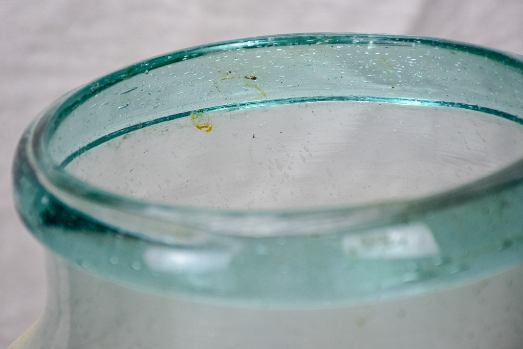 Very large antique French preserving jar - blue / clear 17¾"