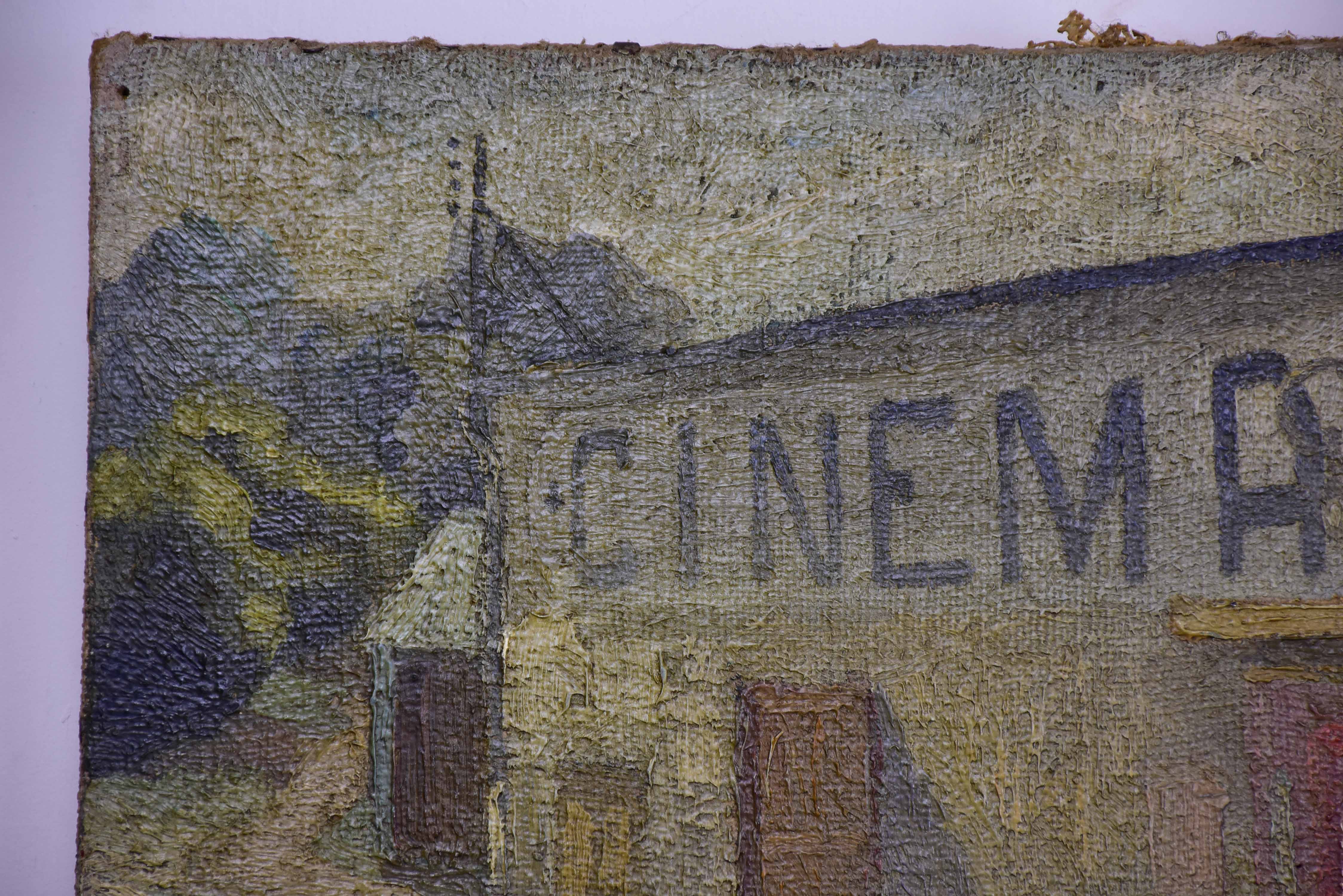 Vintage French painting of a cinema