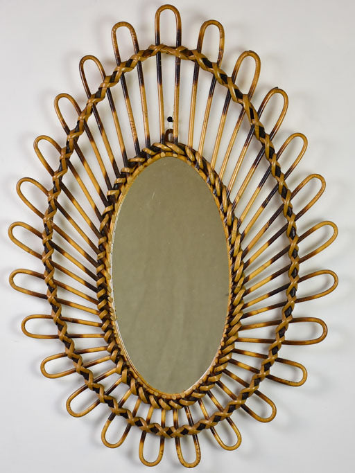 Vintage French mirror - oval with woven cane 18½" x 25½"