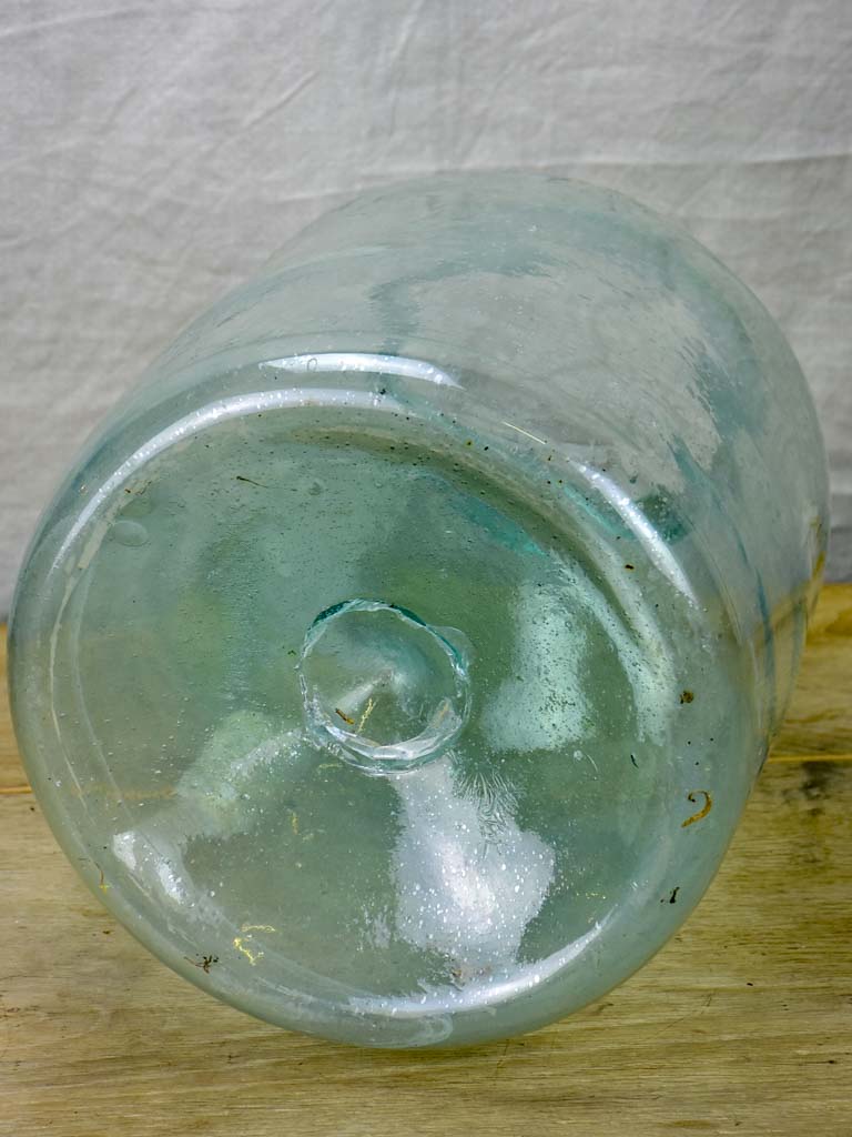 Very large antique French preserving jar - blue / clear 17¾"