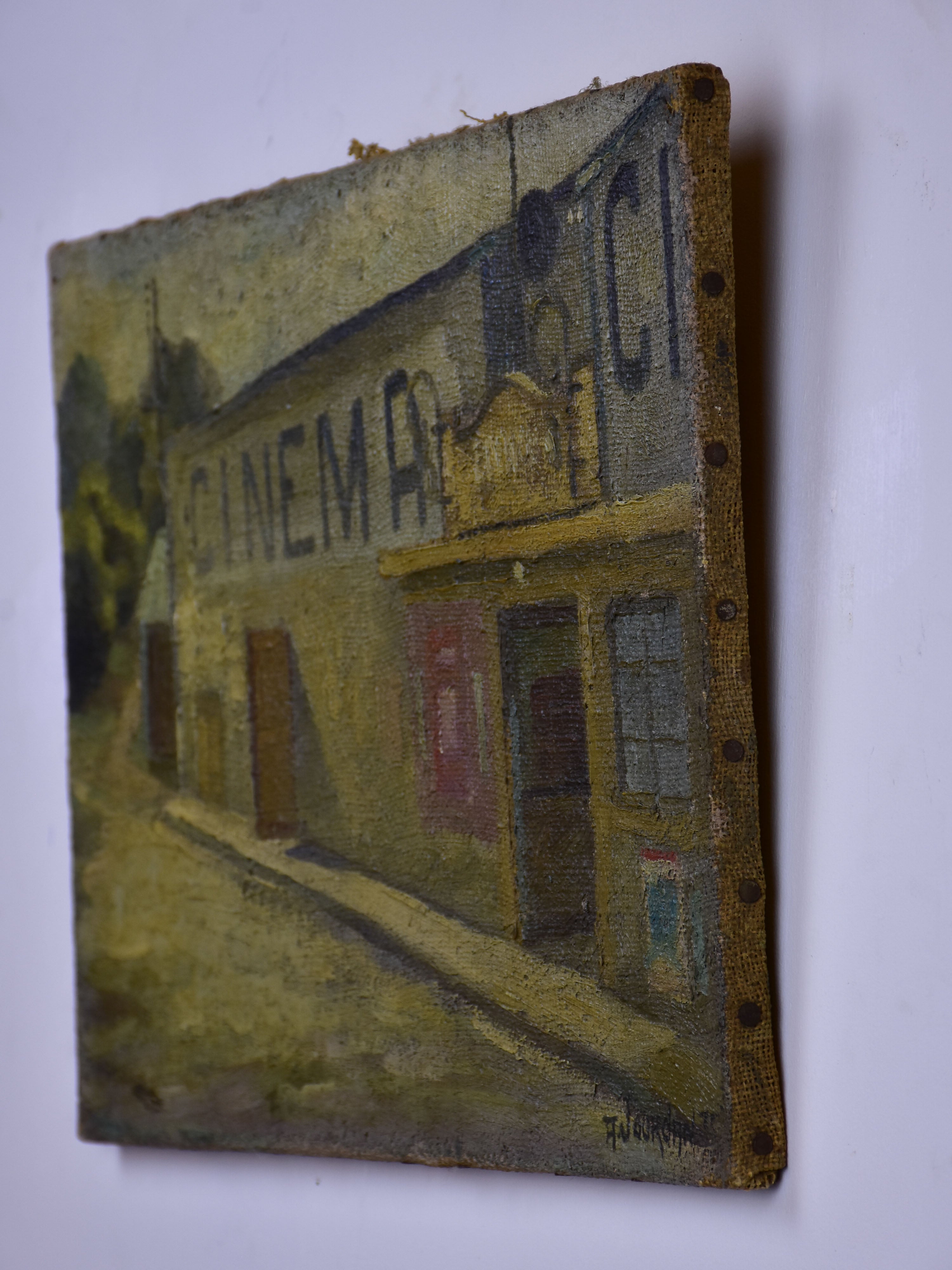 Vintage French painting of a cinema