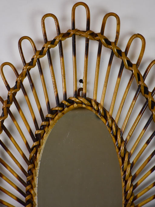 Vintage French mirror - oval with woven cane 18½" x 25½"