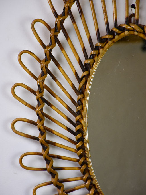 Vintage French mirror - oval with woven cane 18½" x 25½"